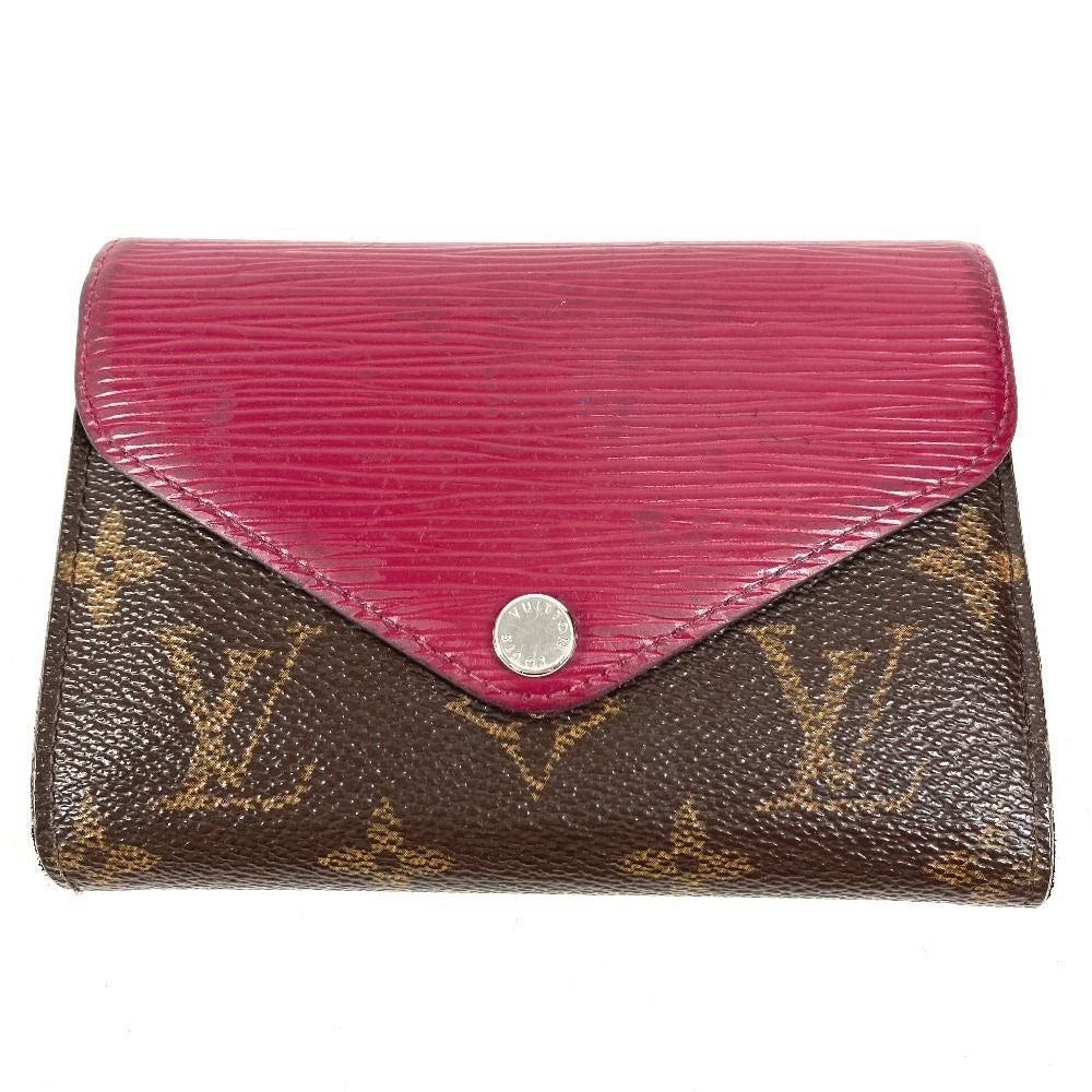 Louis Vuitton Trifold Wallet Portefeuille Mari Lou Monogram Canvas Fuchsia Pink Brown