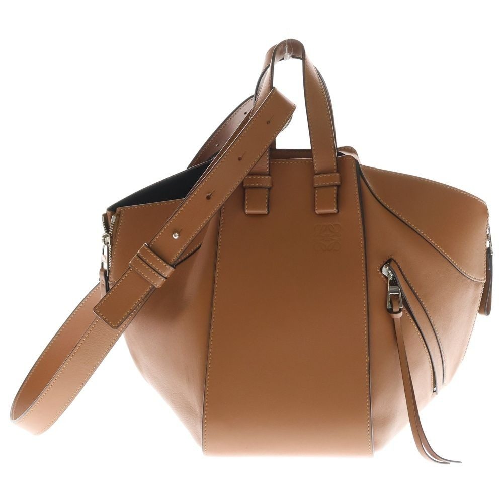 Loewe Hammock Small 2-Way Shoulder Bag Brown Leather Silver