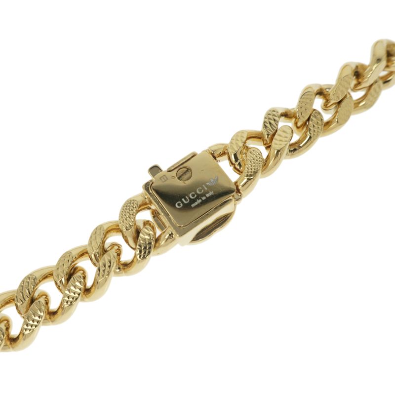 Gucci Adidas Collaboration Necklace Trefoil Golmette Chain Gold Black — view 9