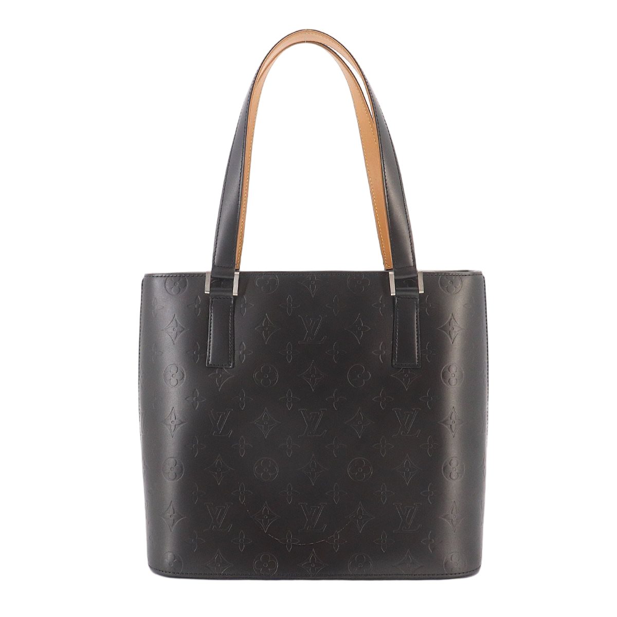 Louis Vuitton Monogram Matte Stockton Tote Leather Noir Silver