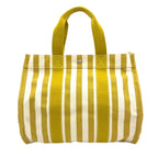 Hermes Cannes Canvas Yellow White Tote Silver