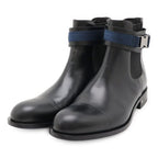 Louis Vuitton Ankle Belt Side Gore Short Boots Black Blue 8 1 2