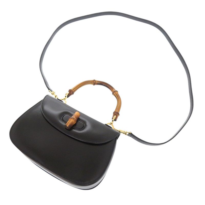 Gucci Bamboo 000 46 0188 Leather Black 2-Way Shoulder Bag 0257 — view 6