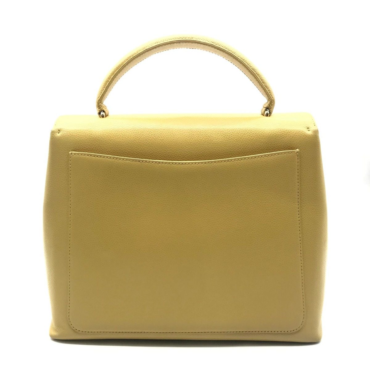 Chanel Caviar Leather CC Logo Hand Bag Yellow — view 2