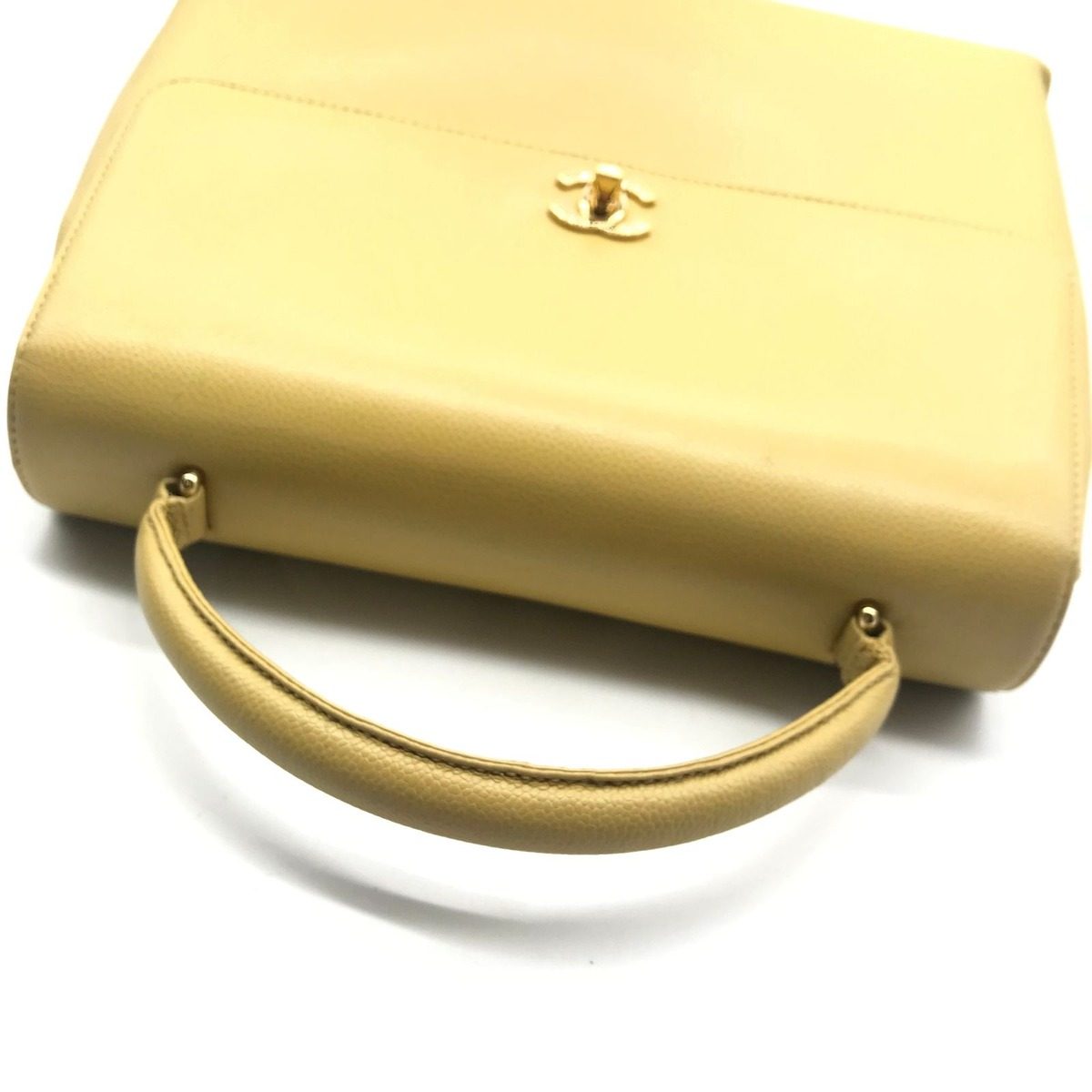 Chanel Caviar Leather CC Logo Hand Bag Yellow — view 6