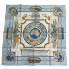 Hermes Scarf Silk Carre 90 le Geographe Geographer Blue — view 2