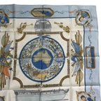 Hermes Scarf Silk Carre 90 le Geographe Geographer Blue — view 4