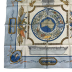 Hermes Scarf Silk Carre 90 le Geographe Geographer Blue — view 5