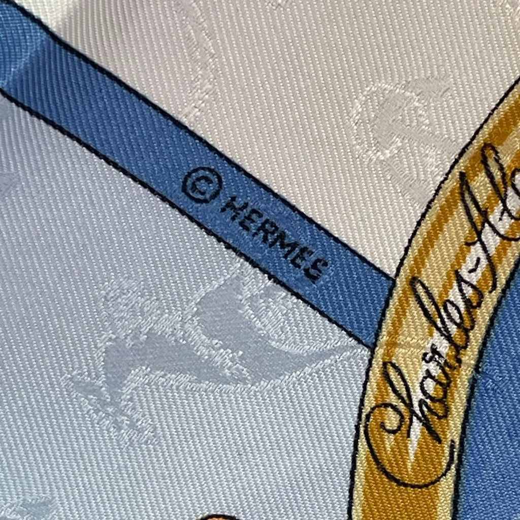 Hermes Scarf Silk Carre 90 le Geographe Geographer Blue — view 8