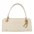 Dior Horizontal Lady Handbag Logo Charm Cannage Bag Beige