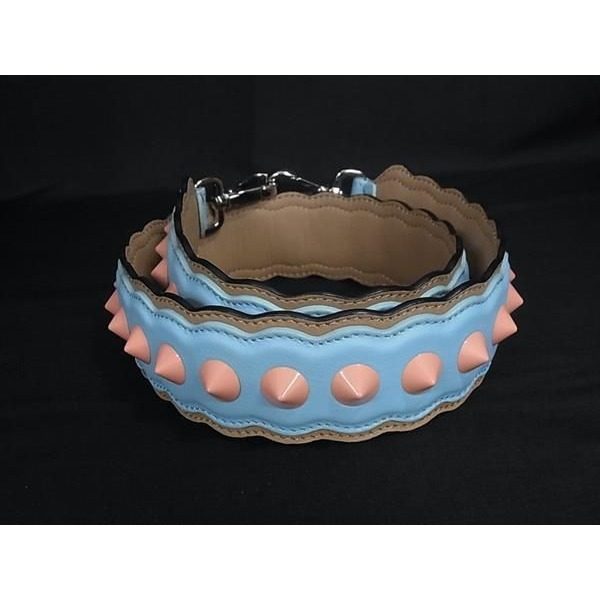 Fendi Strap Leather Studded Bag Shoulder Blue — view 2