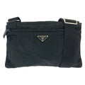 Prada Tessuto Black Silver Nylon Shoulder Bag