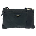 Prada Tessuto Black Silver Nylon Shoulder Bag