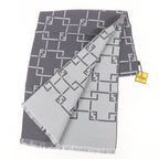 Fendi Wool Angora Blend FF Pattern with Fringe Shawl Scarf Gray — view 3