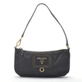 Prada Shoulder Bag Nylon Saffiano Leather Black Pouch