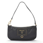 Prada Shoulder Bag Nylon Saffiano Leather Black Pouch