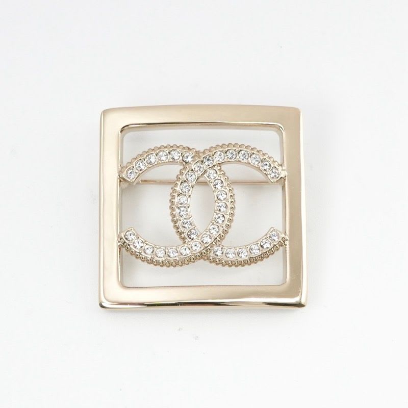 Chanel Brooch Corsage Gold Coco Mark Rhinestone Square — view 3