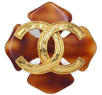 Chanel CC Logo Tortoiseshell Cross Motif Brooch