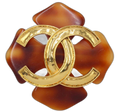 Chanel CC Logo Tortoiseshell Cross Motif Brooch