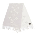 Louis Vuitton Tagged Monogram Scarf Reykjavik Cashmere 100% Shawl Large Gray