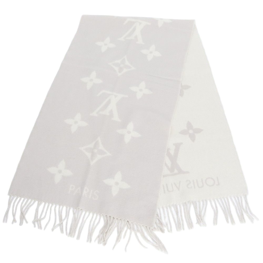 Louis Vuitton Tagged Monogram Scarf Reykjavik Cashmere 100% Shawl Large Gray — view 2