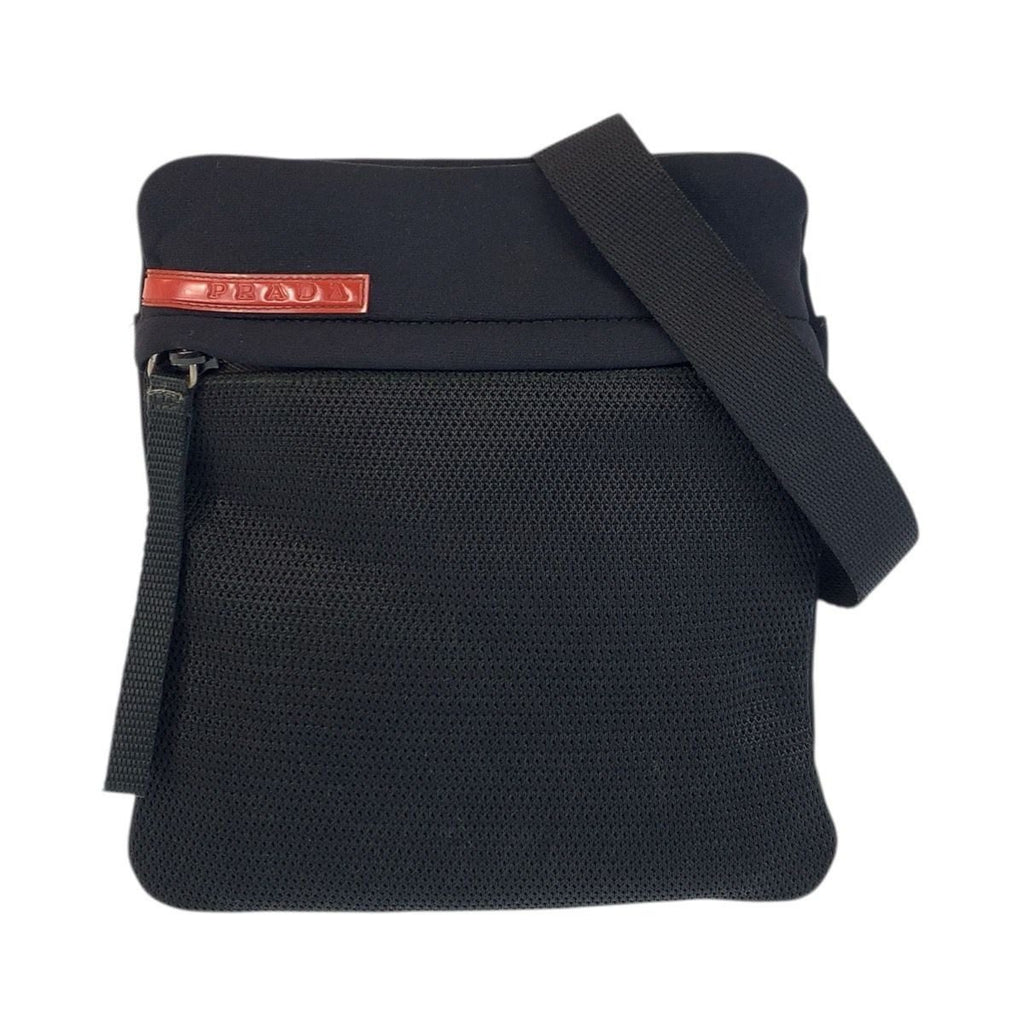 Prada Sports Black Neoprene Mesh Shoulder Bag Pochette
