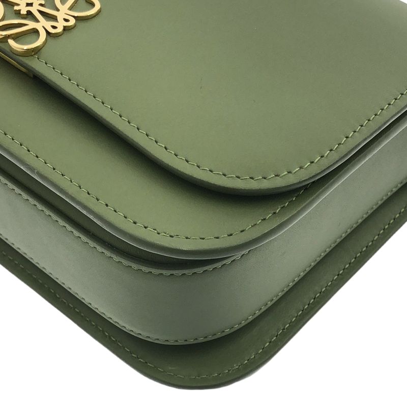 Loewe Goya Anagram Logo Leather Small Shoulder Bag Green — view 8