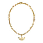 Gucci Adidas Collaboration Necklace Trefoil Golmette Chain Gold Black