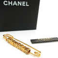 Chanel Brooch Safety Pin 01 P Logo Cube GP Gold Color