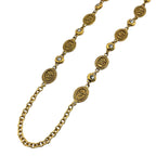 Chanel CC Logo Rhinestone Necklace Long Gold Plated