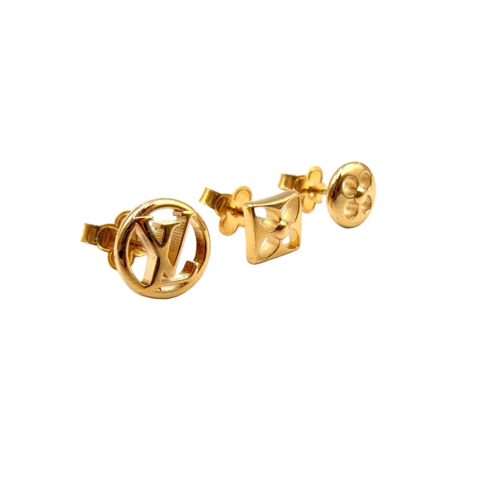 Louis Vuitton Book Redeille Cles Easy in Rock Metal Gold Earrings — view 2