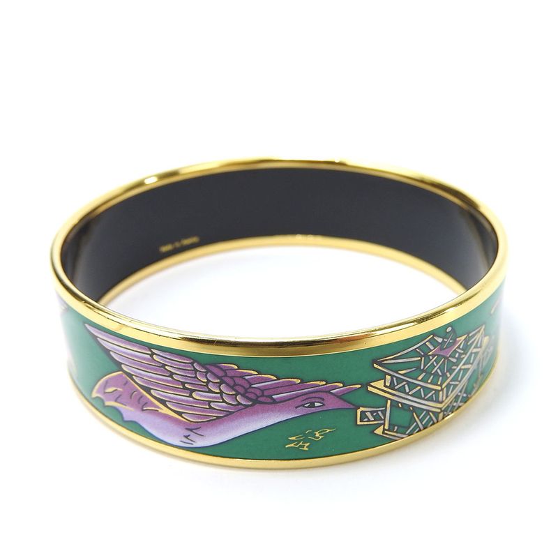 Hermes Bracelet Emile GM Metal Enamel Green Purple Gold Hardware Accessories — view 4