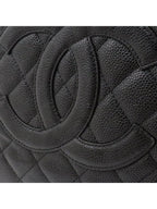 Chanel Gst Caviar Grand Shopping Tote Quilted Shoulder Bag Black Chain