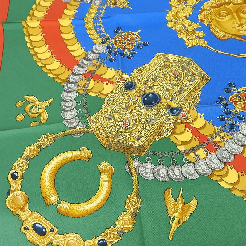 Hermes Scarf Carre 90 Silk 100% Kosmima Universe Blue Green Red — view 3
