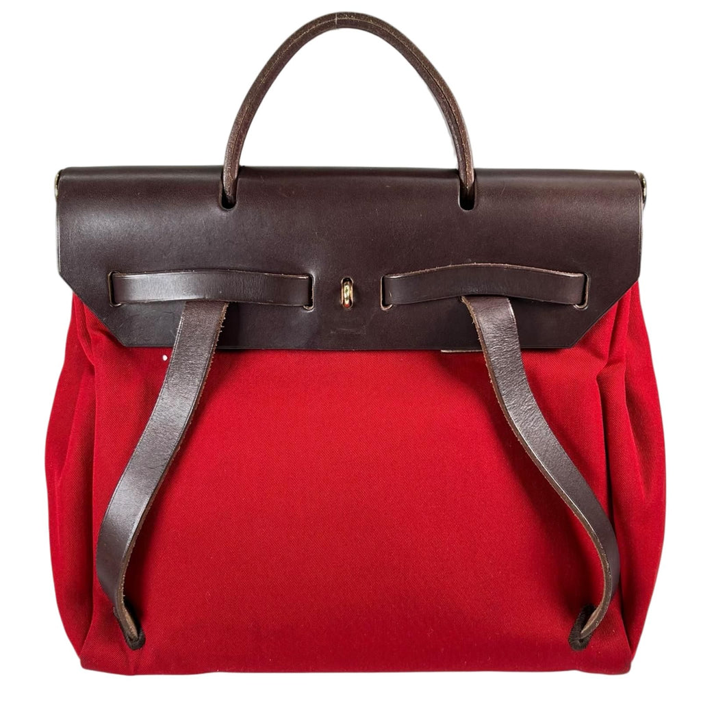 Hermes Herbag a Dos PM Towarmilode Leather Orange Brown Red Backpack Gold — view 2