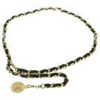 Chanel Quilted CC Logo Chain Belt Black Gold