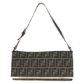 Fendi Vintage Zucca Brown Silver Canvas Leather Shoulder Bag
