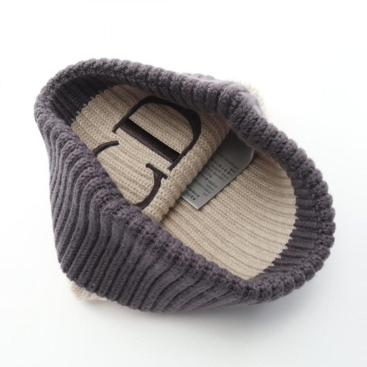 Dior Knit Cap CD Logo Embroidery Cap Beige Wool — view 3