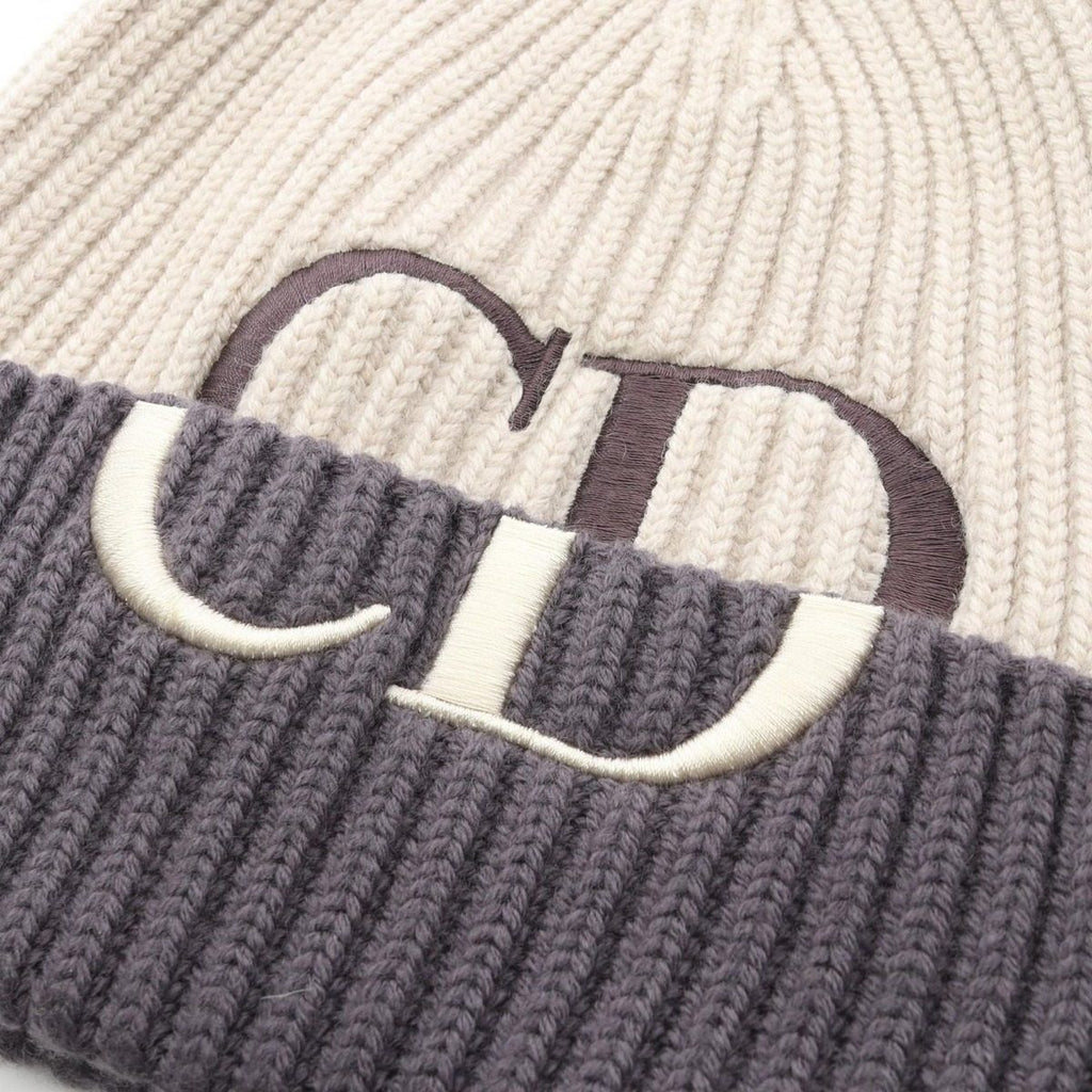 Dior Knit Cap CD Logo Embroidery Cap Beige Wool — view 6