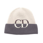 Dior Knit Cap CD Logo Embroidery Cap Beige Wool