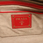 Prada Handbag 2-Way Beige Red Canvas Leather Shoulder — view 4