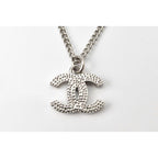 Chanel Coco Mark CC Rhinestone Silver White — view 4