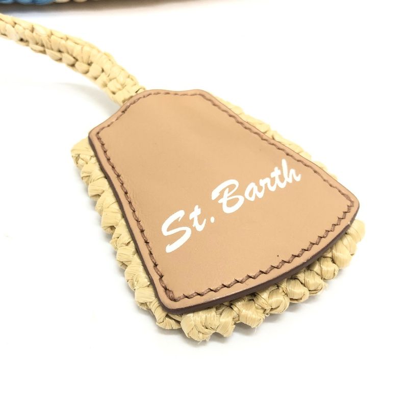 Prada Handbag Logo St Barth's Island Limited Edition 1 Bg454 Raffia Beige — view 7
