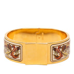 Hermes Enamel GM Location Cloisonne Gold White Multicolor Bracelet
