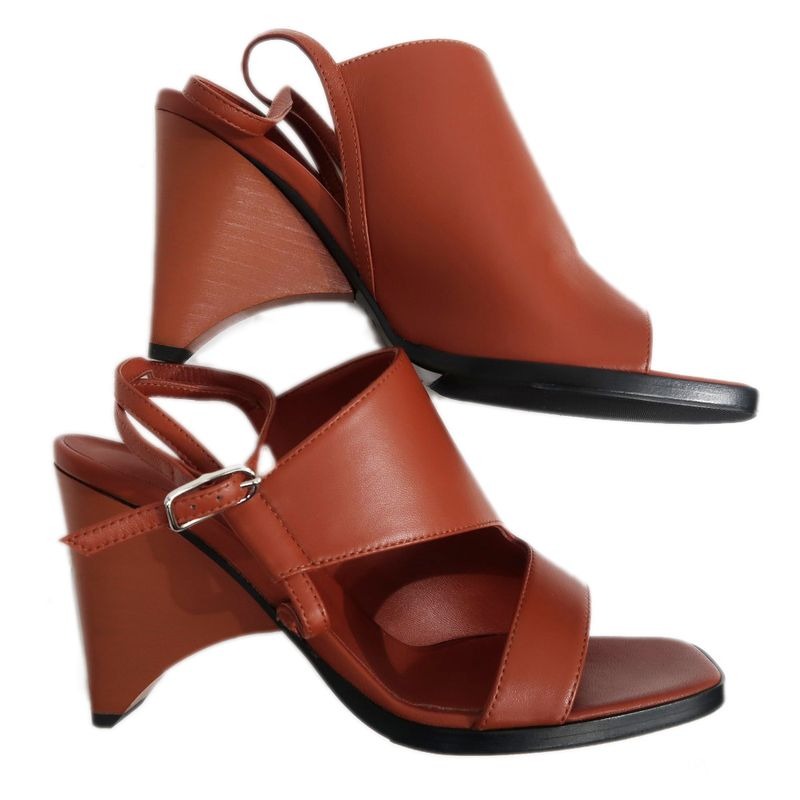 Hermes Inconnu 85 Sandals Size 38 Brown Leather Apparel — view 5