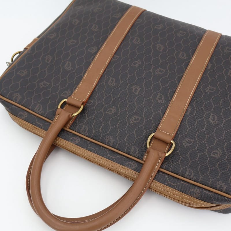 Christian Dior Honeycomb Brown Gold Hardware Business Bag — view 5
