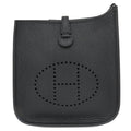 Hermes Shoulder Bag Evelyne TPM 16 Long Taurillon Clemence Black Silver