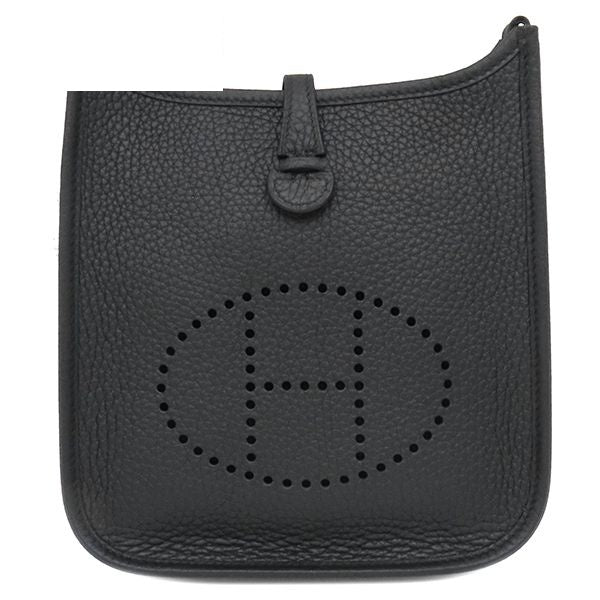 Hermes Shoulder Bag Evelyne TPM 16 Long Taurillon Clemence Black Silver