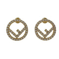 Fendi Earrings Gold Plated Rhinestone