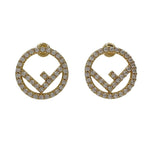 Fendi Earrings Gold Plated Rhinestone